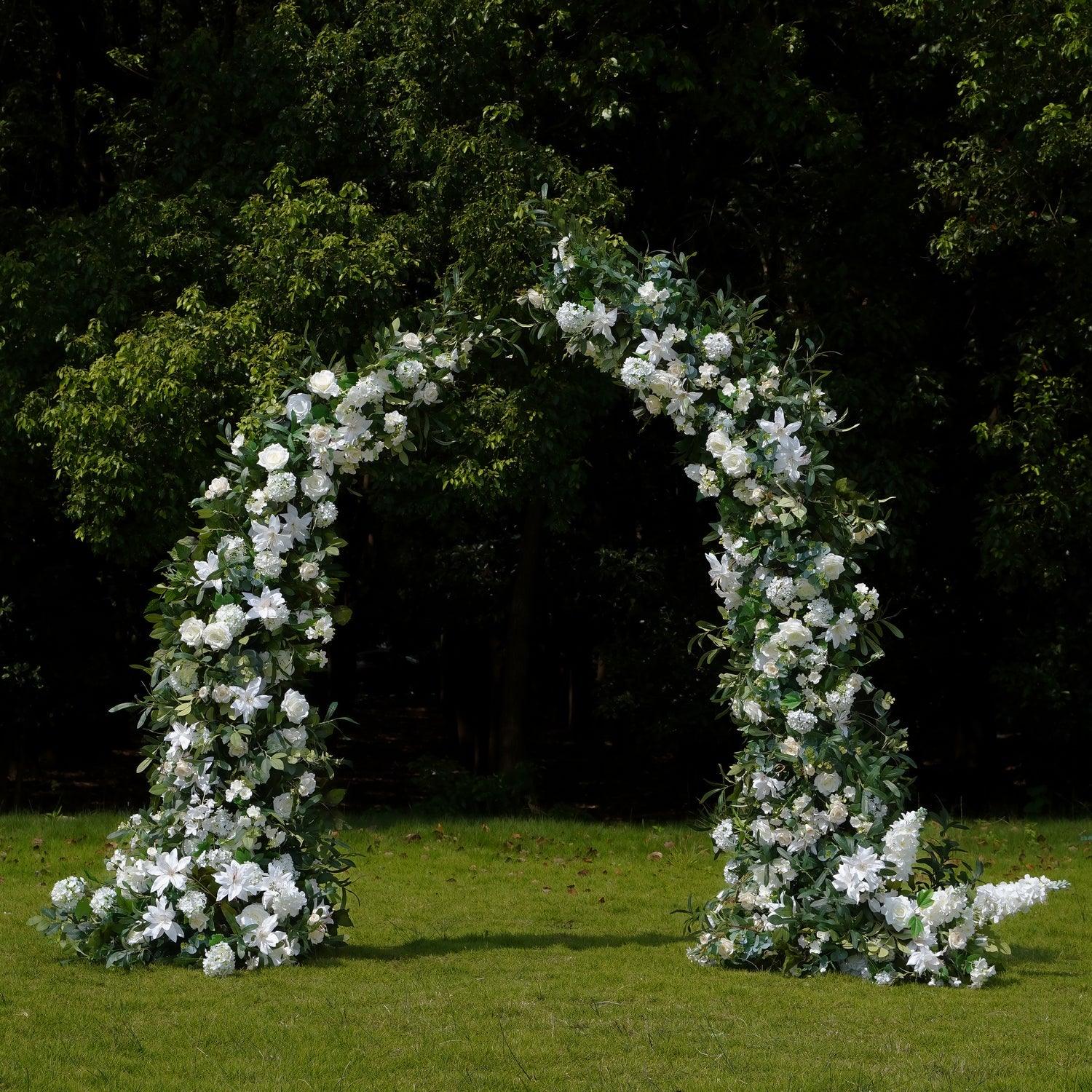 Simulated Huasen White Rose Wedding Corner Arch Decoration(No Stand)